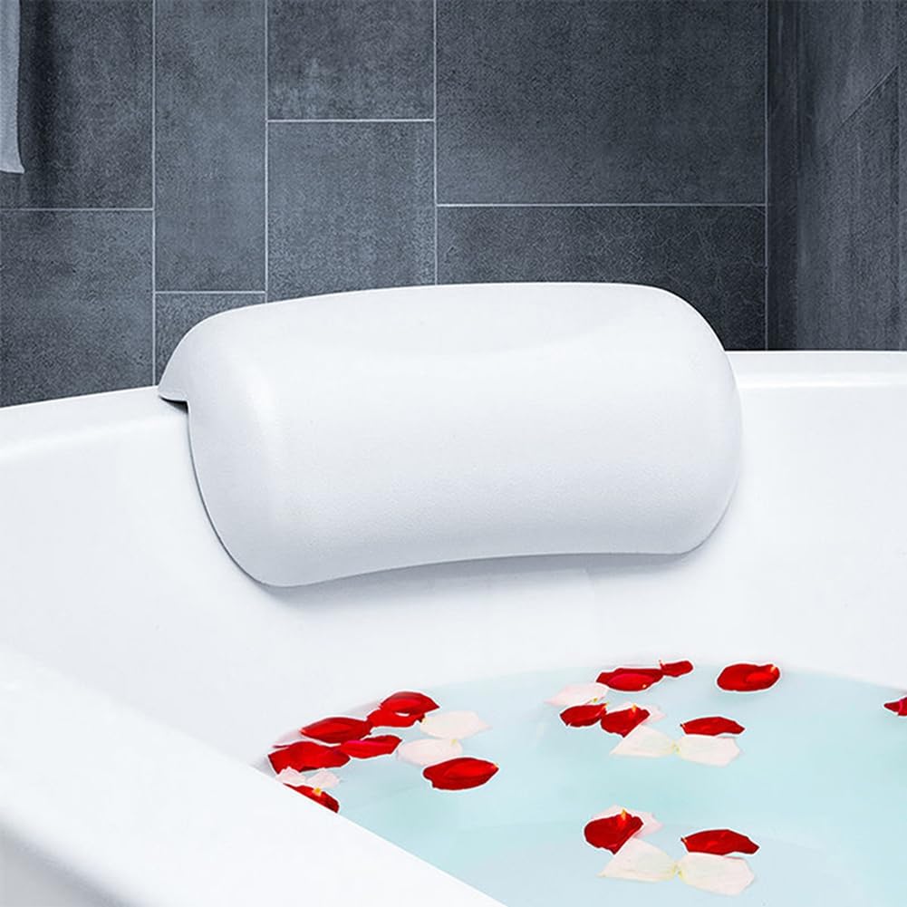 Oreiller de Bain Spa Appui-Tête de Baignoire Antidérapant Oreillers de Bain Doux et Imperméables avec Ventouses Coussin de Cou de Bain Gris