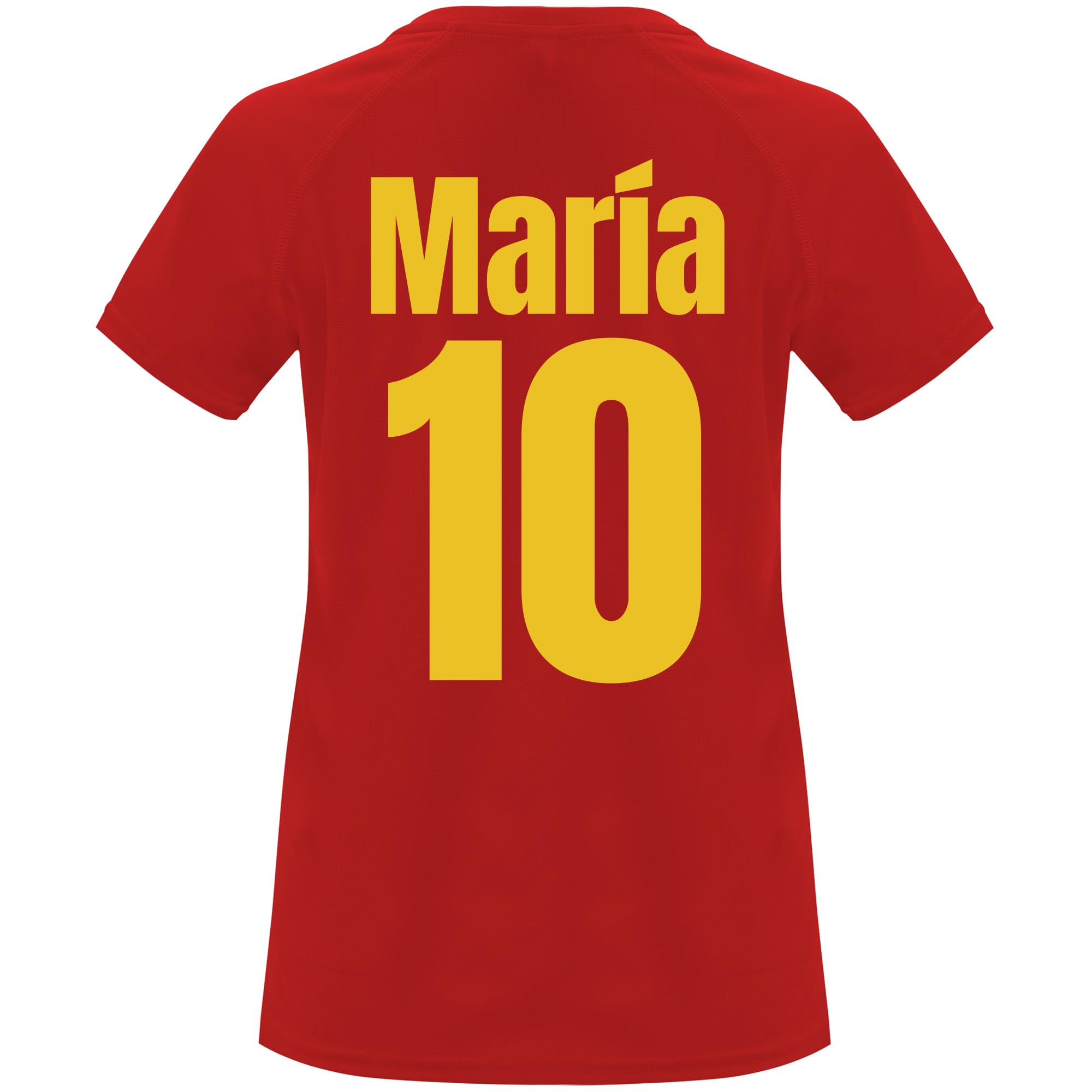 Camiseta Fútbol España Mujer – Personalizada con Nombre y Número – con Escudo – No Oficial