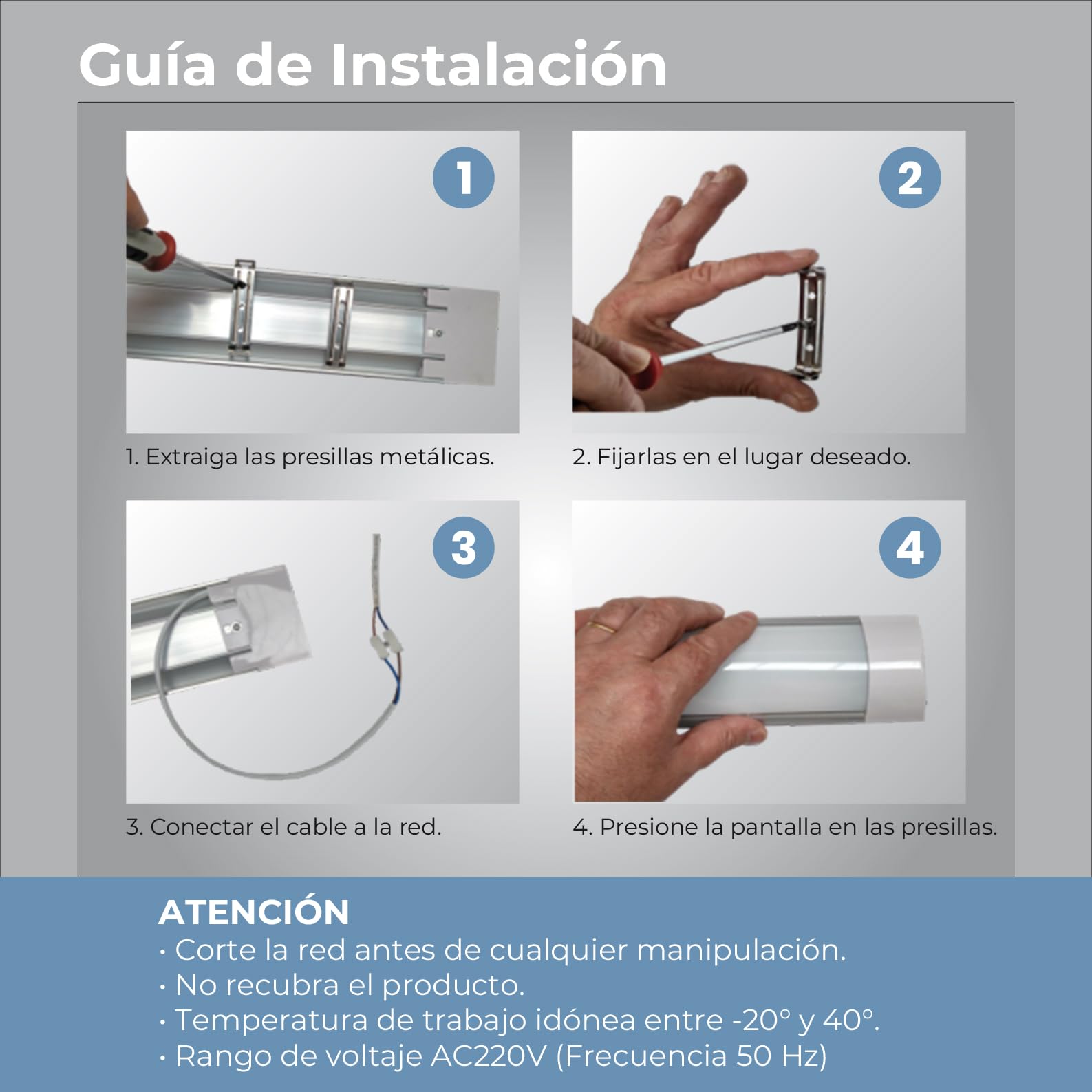 LED ATOMANT 6x Pantalla Luminaria LED 120cm 90W CCT 3000-6500K 8500lm | Con Selector de color CCT
