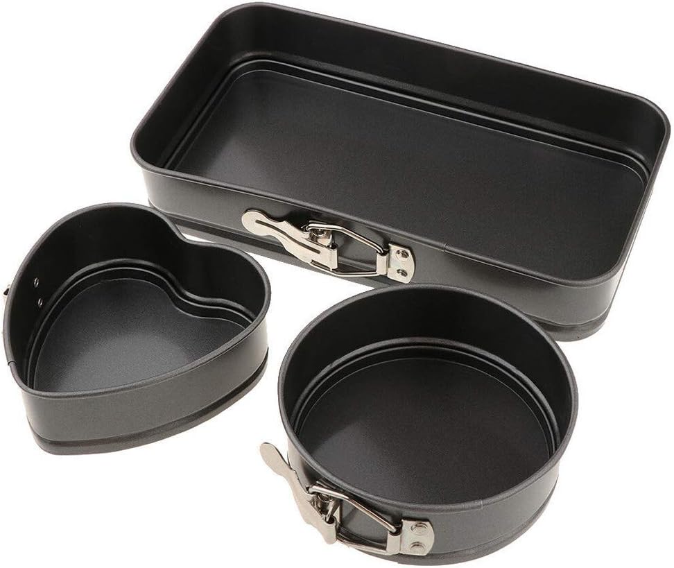 VALINK 3Pcs/Set Cake Tins,Non Stick Cake Pan,Removable Bottom Cake Baking Tray,Springform Cheesecake Cupcake Baking MoldS,Heart Round Square Bake Tray Bakeware Pan,Kitchen Craft Baking Supplies