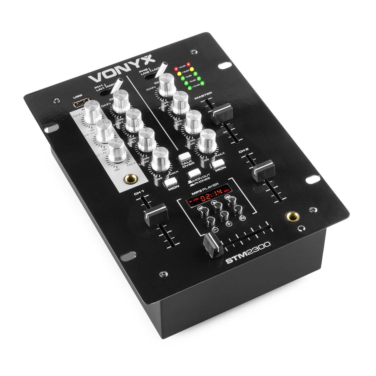 VONYX Kit Sono DJ 2.2 avec Table de Mixage et Accessoires DJ Inclus - Idéal pour Animer Vos Soirées