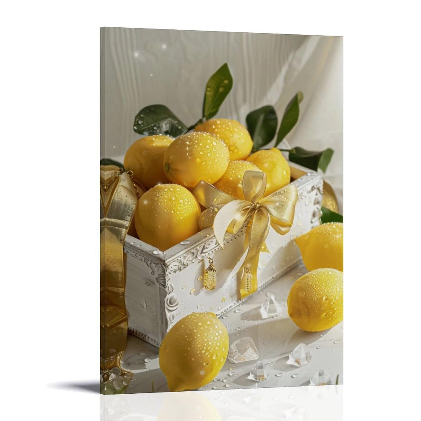 HUERYRYHY Nostalgic Dewy Lemon Fresh 01 Poster Wall Art Canvas Vintage Aesthetic Painting Decor for Rooms 20x30inch Frame-style
