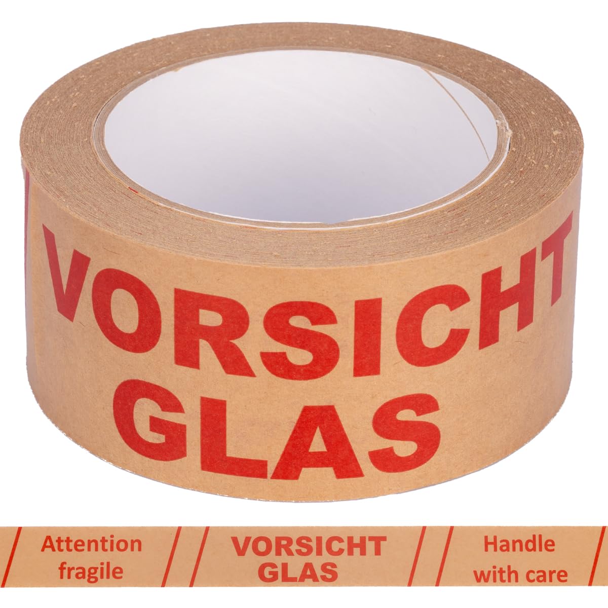 verpacking 36 Rollen Papierklebeband Vorsicht Glas Paketband aus Papier Klebeband 50 m leise abrollend Packband