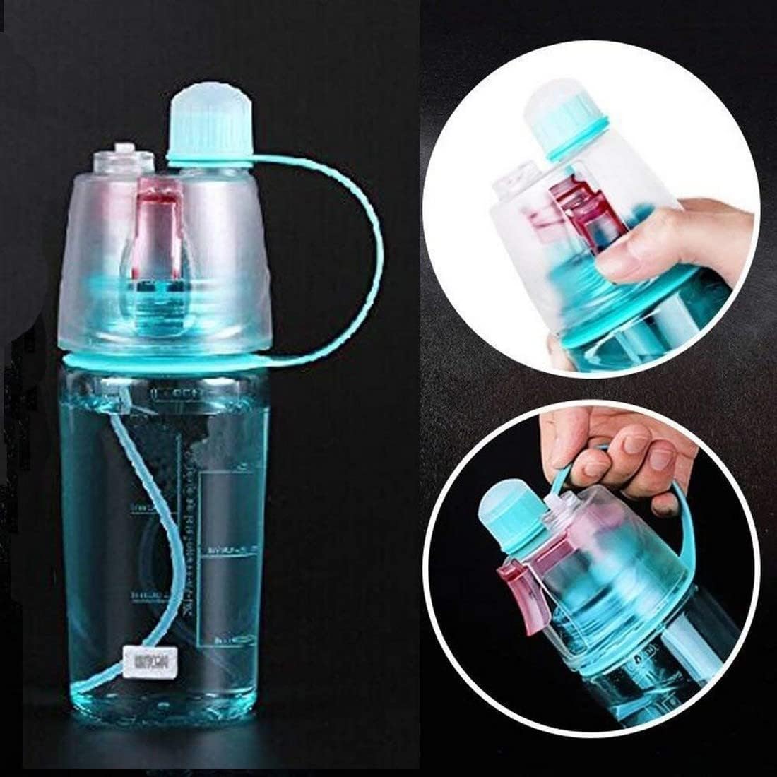 Falshruti Mist Spray Bottle, 2 In 1 Drink And Mist Water Bottle, Sports Spray Bottle Straw Outdoor Bicycle Water Bottle Sippers Dishwasher Safe, Bpa-Free 2