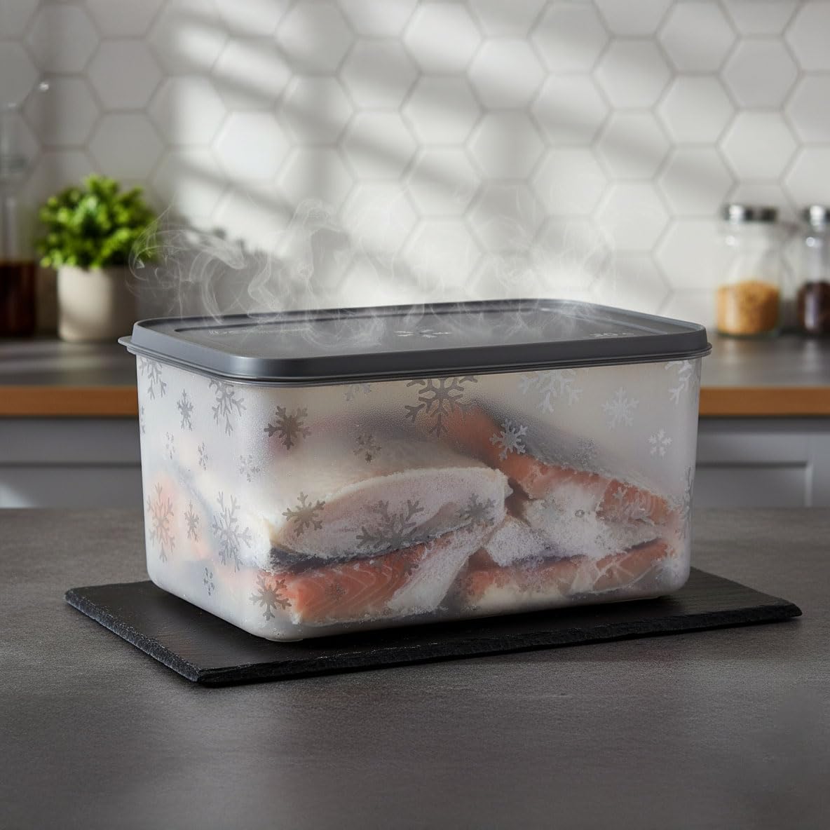 Deconox No Frost Silikon Yumuşak Kapalı Saklama Kabı Dondurucu ve Buzluk Saklama Kabı 3150 ml, Kapaklı No Frost Saklama Kabı 3150 Ml, Derin Dondurucu Saklama Kabı 3150 Ml