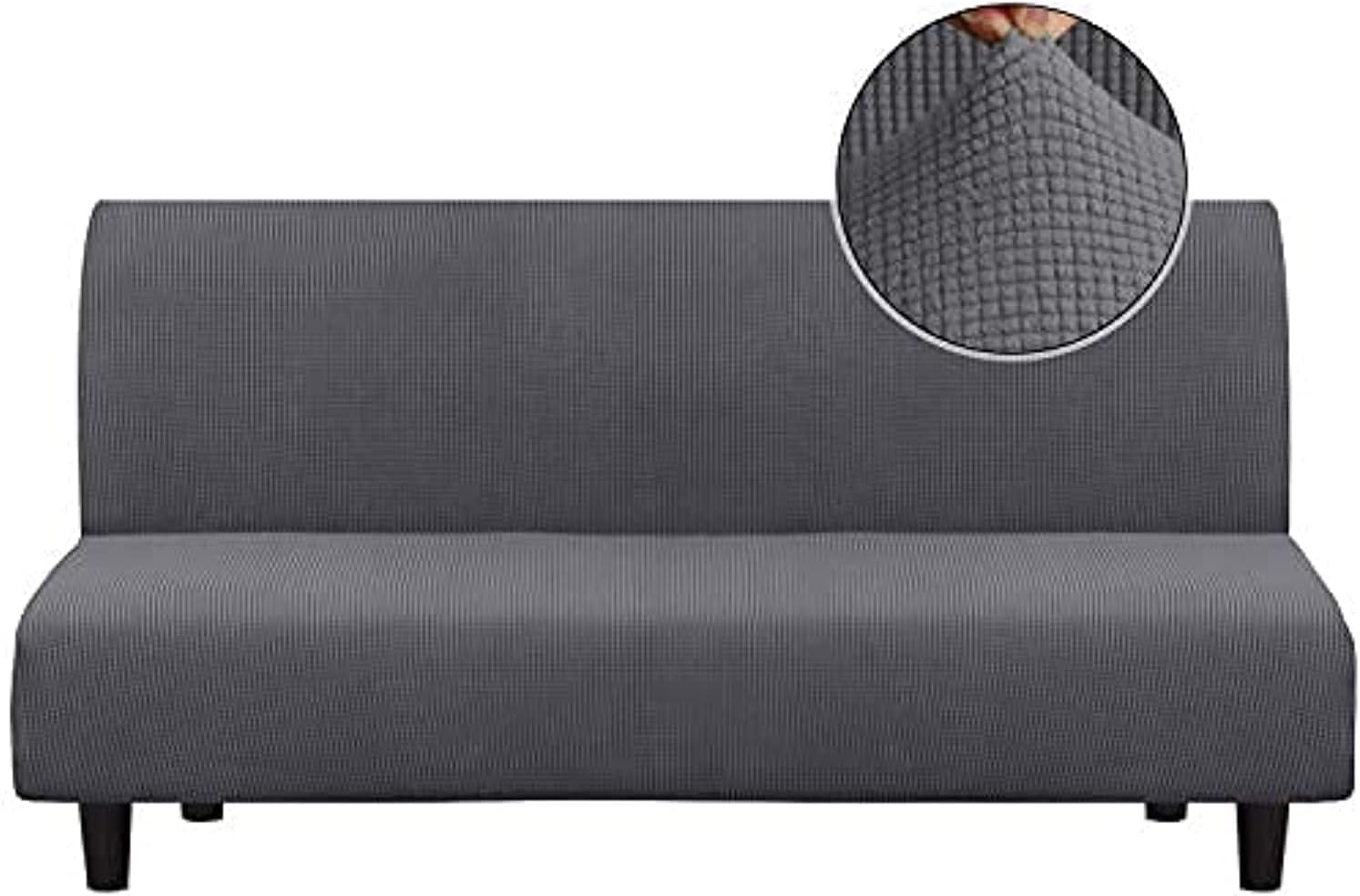 forubarArmless Sofa Cover, Spandex Stretch Futon Slipcover, Premium Futon Couch Cover Sofa Slipcover Furniture Protector Soft Checked Jacquard Fabric, Machine Washable
