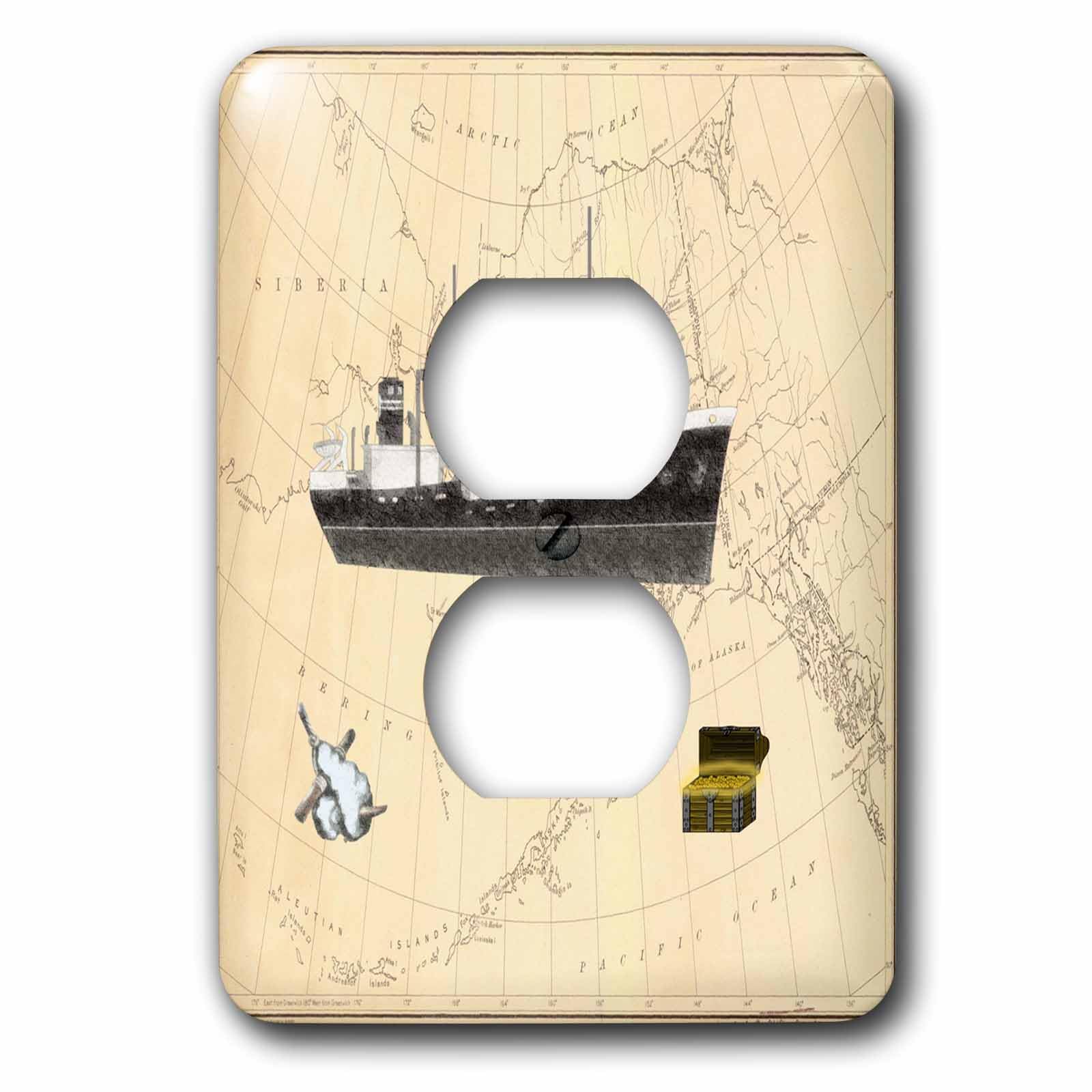Carte de l'Alaska vintage pour cacher les prises murales blanches inesthétiques