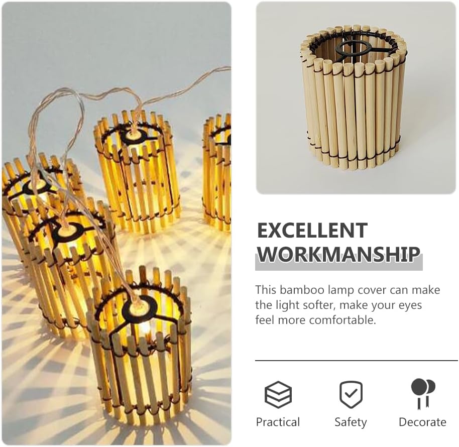 Hemoton Bamboo Lampshade Woven Pendant Light Cover Small Hanging Lamp Shade for Softer Lighting and Easy Installation