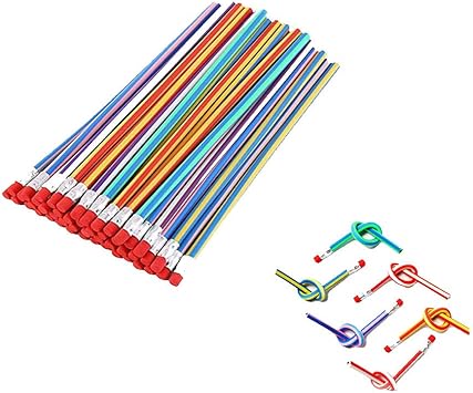Amazon Com 35pcs Bendy Flexible Pencils Colorful Magic Bendy Pencil With Eraser For Children Kids Gift School Fun Equipment Office Products