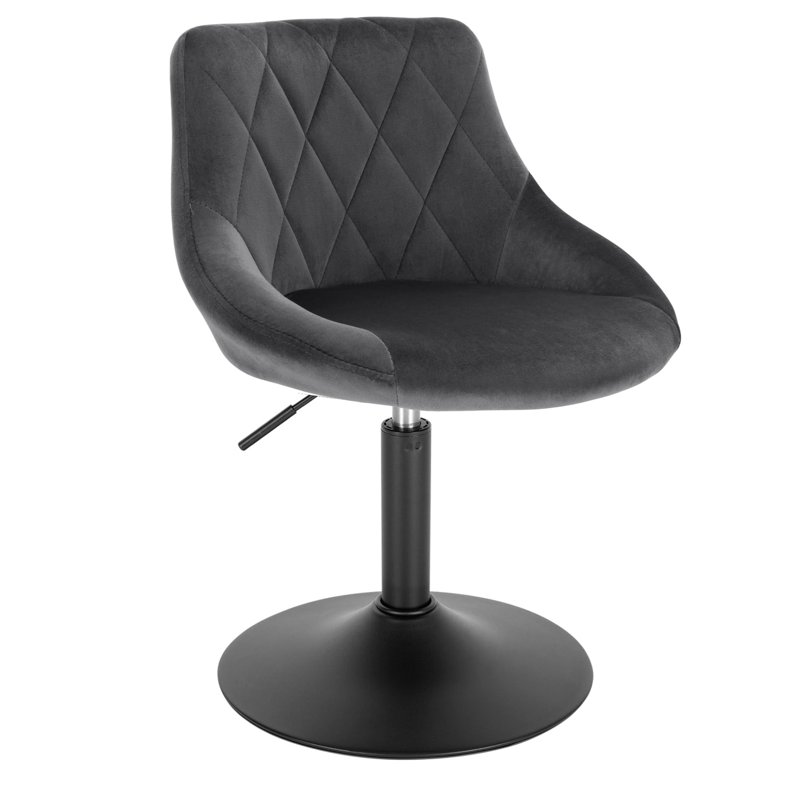 WOLTU BH242DGR-1 Kitchen Stools with Velvet Backrest Adjustable Height Swivel Stool Hairdresser Chairs Bar Desk Stool, Seat Height 42-58 cm, Dark Grey