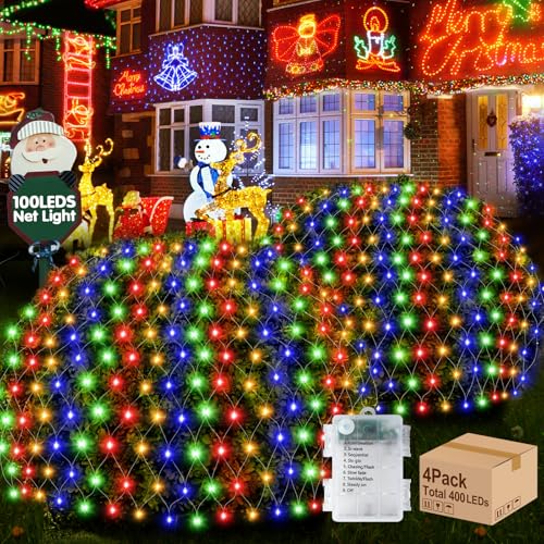 Hezbjiti Pack of 4 Battery Operated Christmas Lights Outdoor Total