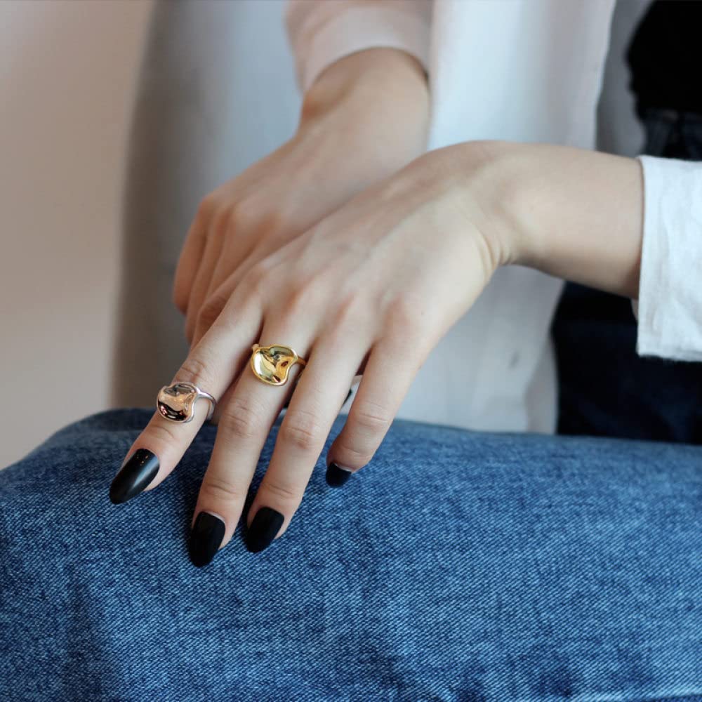 HGJH Anello in Argento Sterling 925,Anelli Regolabili per Donna Grosso Argento Sterling 925 Lucido Minimalista Anelli di Eternità FEDI Nuziali Anelli di Promessa per Ragazze Signore