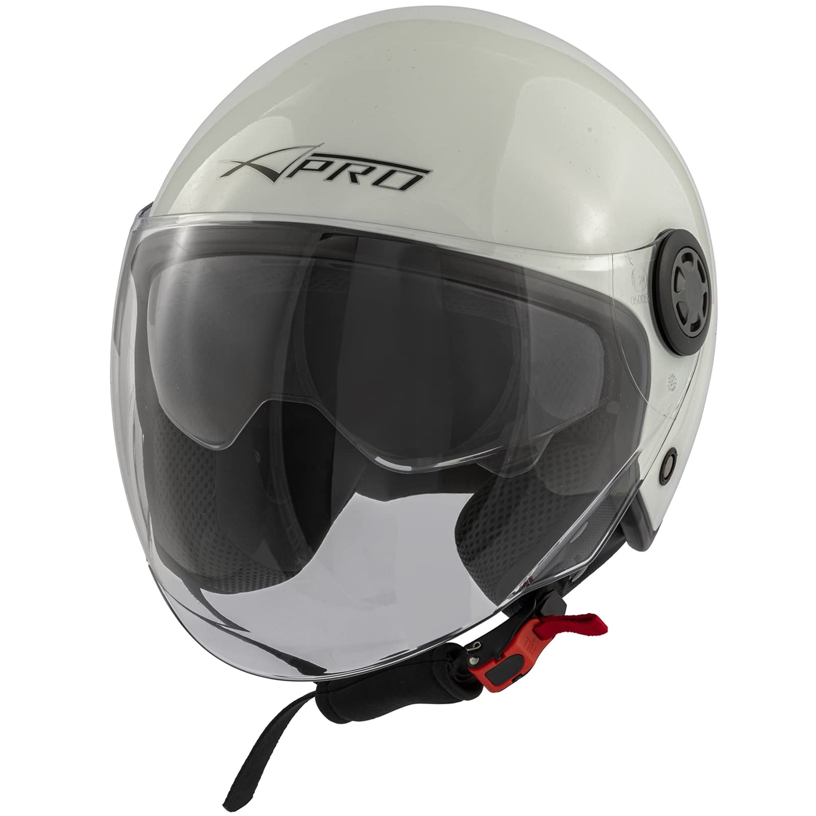 A-pro Casque Jet Moto Scooter Pare-soleil Longue Visière Certifié ECE 22 06 Blanc L
