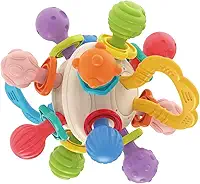 Chocalho Baby Mordedor Bebê Brinquedo Sensorial Montessoriano Atomic Ball Bola Atômica Flexível com Massageador e Atividades Sensoriais para Bebe