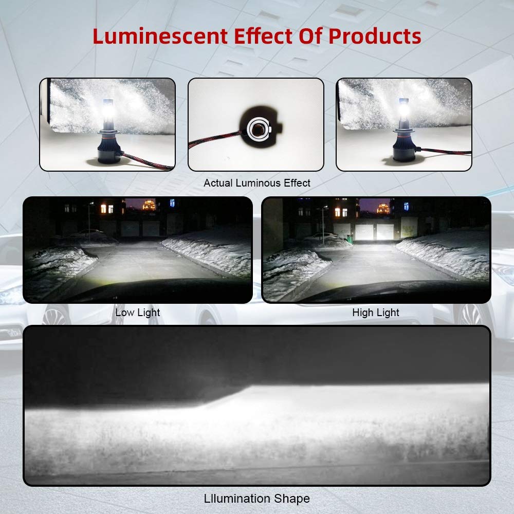 Bulbi per Veicoli a Motore Faro Principale a LED Super Luminoso a 360 Gradi H4 H7 H8 H9 H11 9005 HB3 9006 HB4 9004 9007 H13 Lampada da Auto a Testa Alta Auto 12V, PORTATO Bulbi