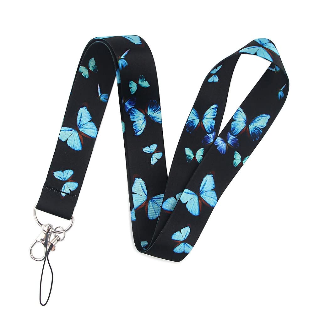 hansum Lanyard Neck Strap, Cartoon Animal Lanyards with Safety Buckle, for ID Badge Holder, Keys, Work Permits, Mobile Phones (Color : Butterfly 1, Size : 45cm)