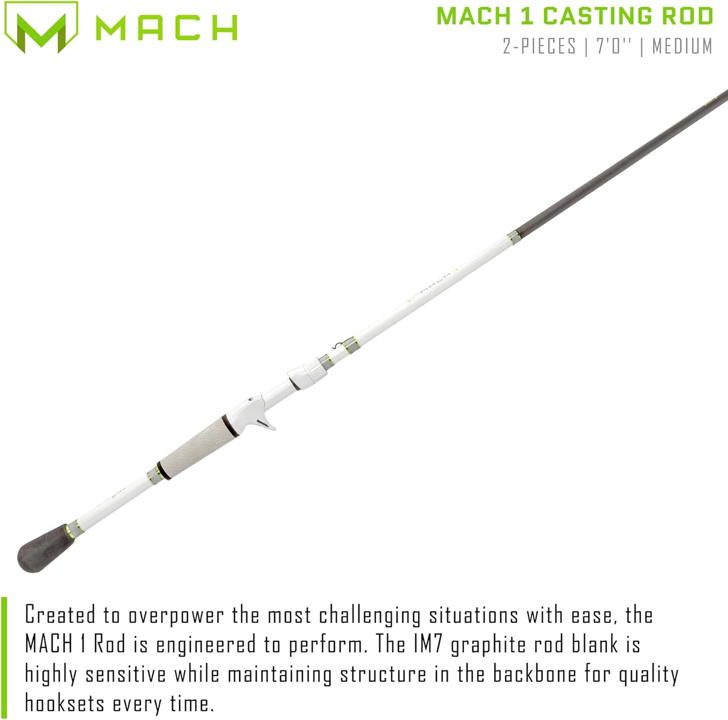 Lew’s MACH 1 Casting Fishing Rod, 7-Foot, 2-Piece IM7 Graphite Rod with Medium Power and Moderate-Fast Action, Winn Dri-Tac Split-Grip