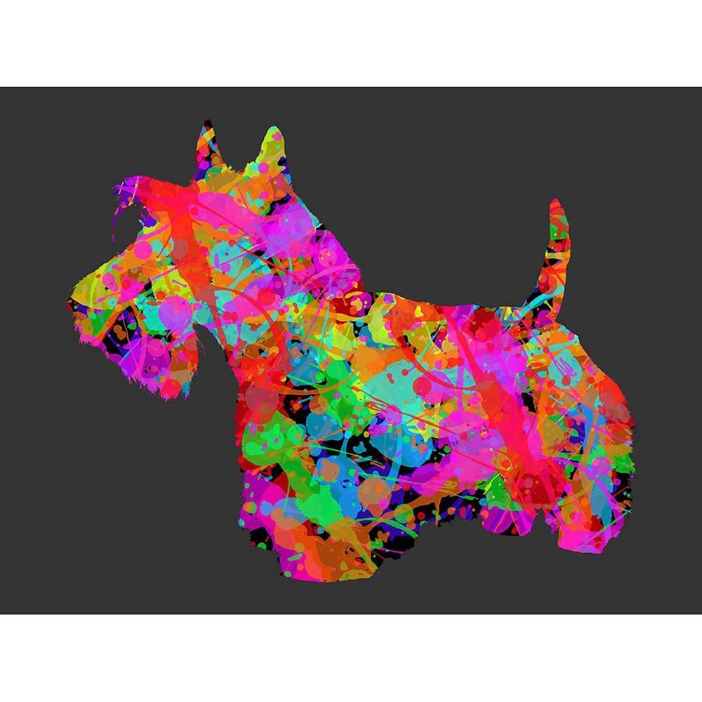 Wee Blue Coo Scottish Terrier Splatter Art Print Poster Wall Decor 12X16 Inch