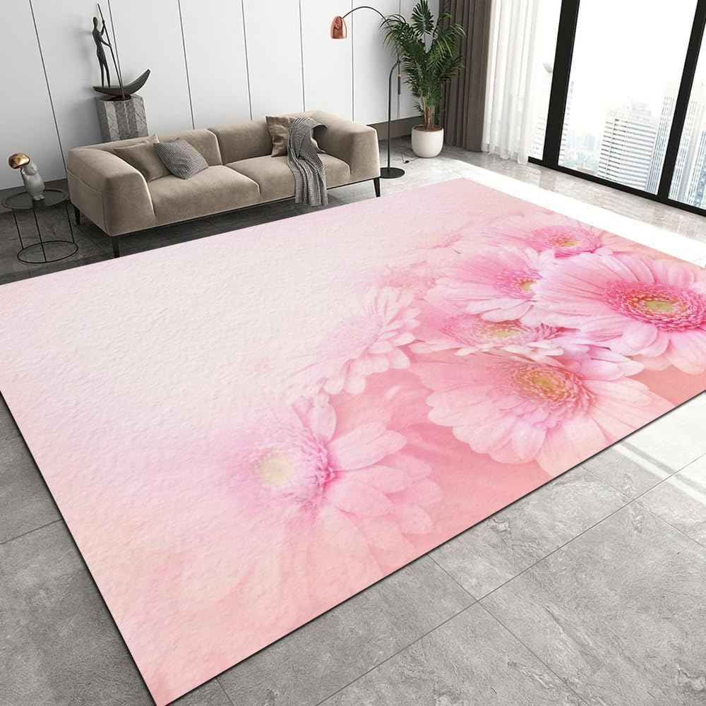 Tapis de restaurant plante feuilles fleurs 120 x 160 cm antidérapant en polyester doux
