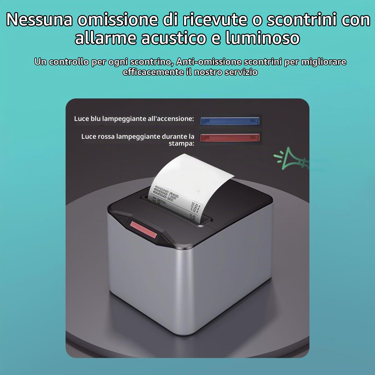 Stampante Termica per Ricevute da 80 mm Taglierina Automatica Ristorante Cucina POS USB Seriale LAN WiFi Bluetooth Carta Desktop-Spina UE Durevole