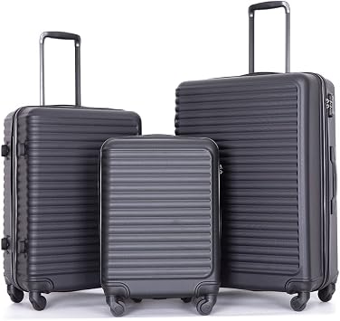 Travelhouse suitcases set 3-Piece Hardshell Luggage Set with Spinner Wheels & TSA Locks PP suitcases luggage Black, 3-Piece Set 20/24/28