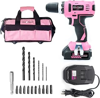 Pink Power Pink Drill Set for Women 20V Cordless Drill Driver Tool Kit for Women, Li-Ion Electric Drill, Power Drill Set ...