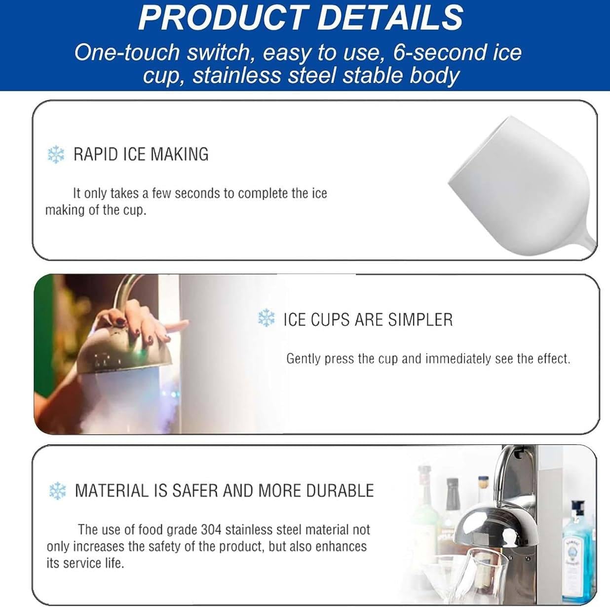 Enfriador de Vasos, Enfriador de Vasos con CO2, Enfriador de Vasos instantáneo para cócteles, Cerveza, Vino y Whisky, Enfriador de Vasos para Bar, Restaurante y Cocina. A