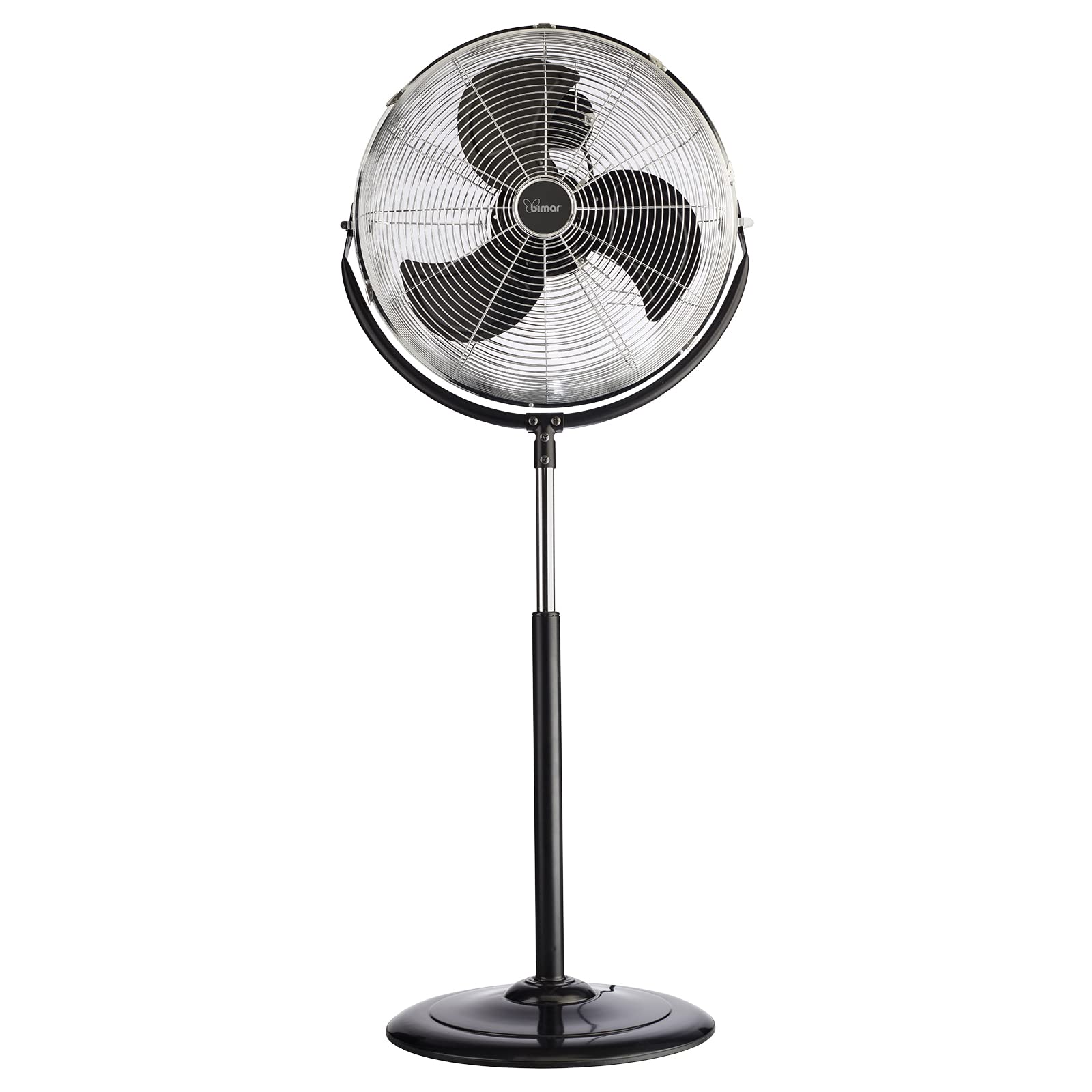 Bimar INB-VPS58 Ventilatore a Piantana Alta Velocità Ø 45 cm, Altezza Regolabile, 3 Velocità, Oscillazione Automatica, Inclinazione Regolabile, Struttura in Metallo, Motore 100W, Nero/Cromo