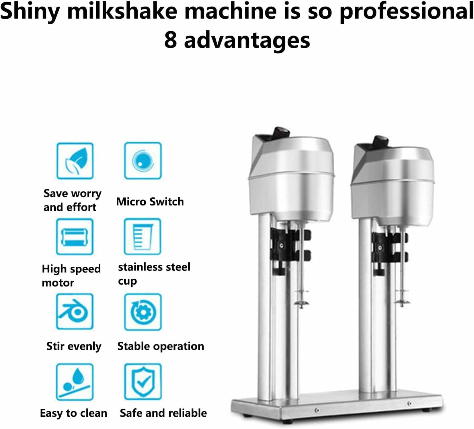 Mieszalnik Elektryczny Do Koktajli, Mieszalnik Z Ciągłą Prędkością, Z Kubkiem Mieszania 1000 Ml, Ze Stali Nierdzewnej, Do Smoothies, Do Prot~/