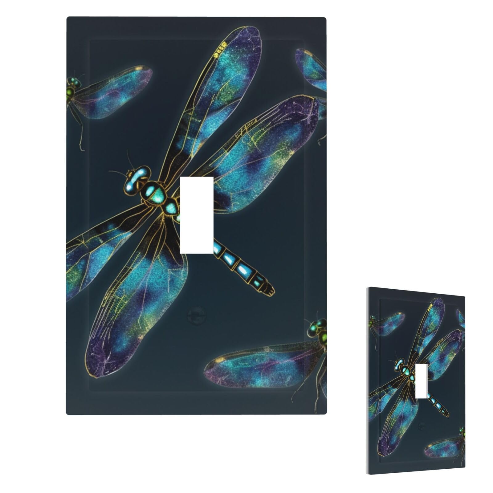 Dragonfly Wall Plate Cover Modern Decorative 1 Gang Light Switch Cover Unbreakable Receptacle Outlet Covers For Living Room Bedroom Home Decor Single Toggle