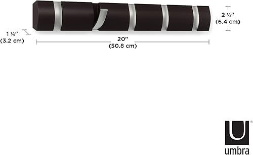 Miniatura 3 de Umbra Flip - Perchero flotante de pared, moderno, elegante y ahorrador de espacio, con 5 ganchos retráctiles para colgar abrigos, bufandas, bolsos y