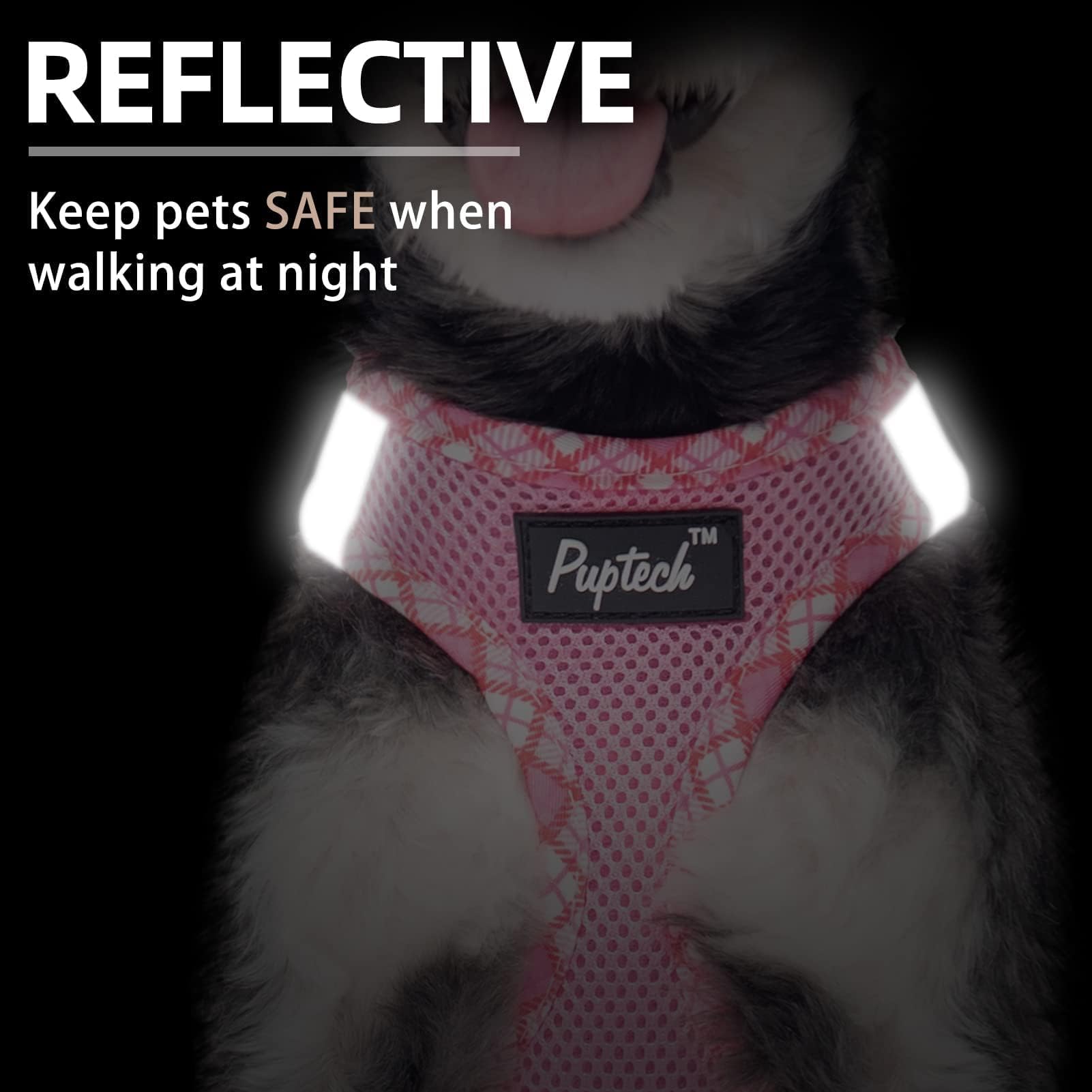 PUPTECK Step-in Dog Harness For Small Dogs & Puppies - No-Pull Soft Mesh Vest Harness With Frill, Pink, Size New S