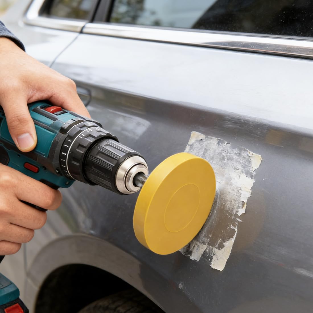 Gomma Rimuovi Adesivi Auto Ø88 mm con Adattatore, Rimozione Colla Carrozzeria, Compatibile Trapano e Avvitatore