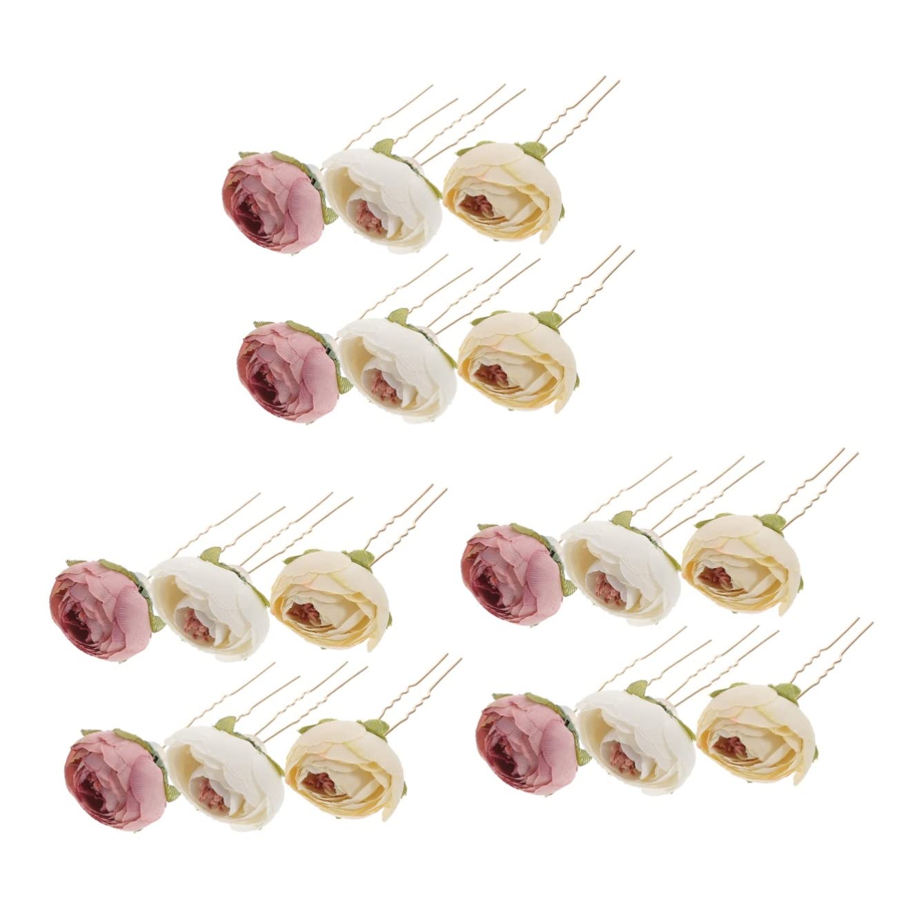 MAGICLULU 9 Paare rosafarbene Haarnadel Haarspangen Haarklammer Braut Haargabel Haarschmuck für den Abschlussball Blumenhaarstab Haargabel die Blumen Kopfbedeckung China Brautjungfer