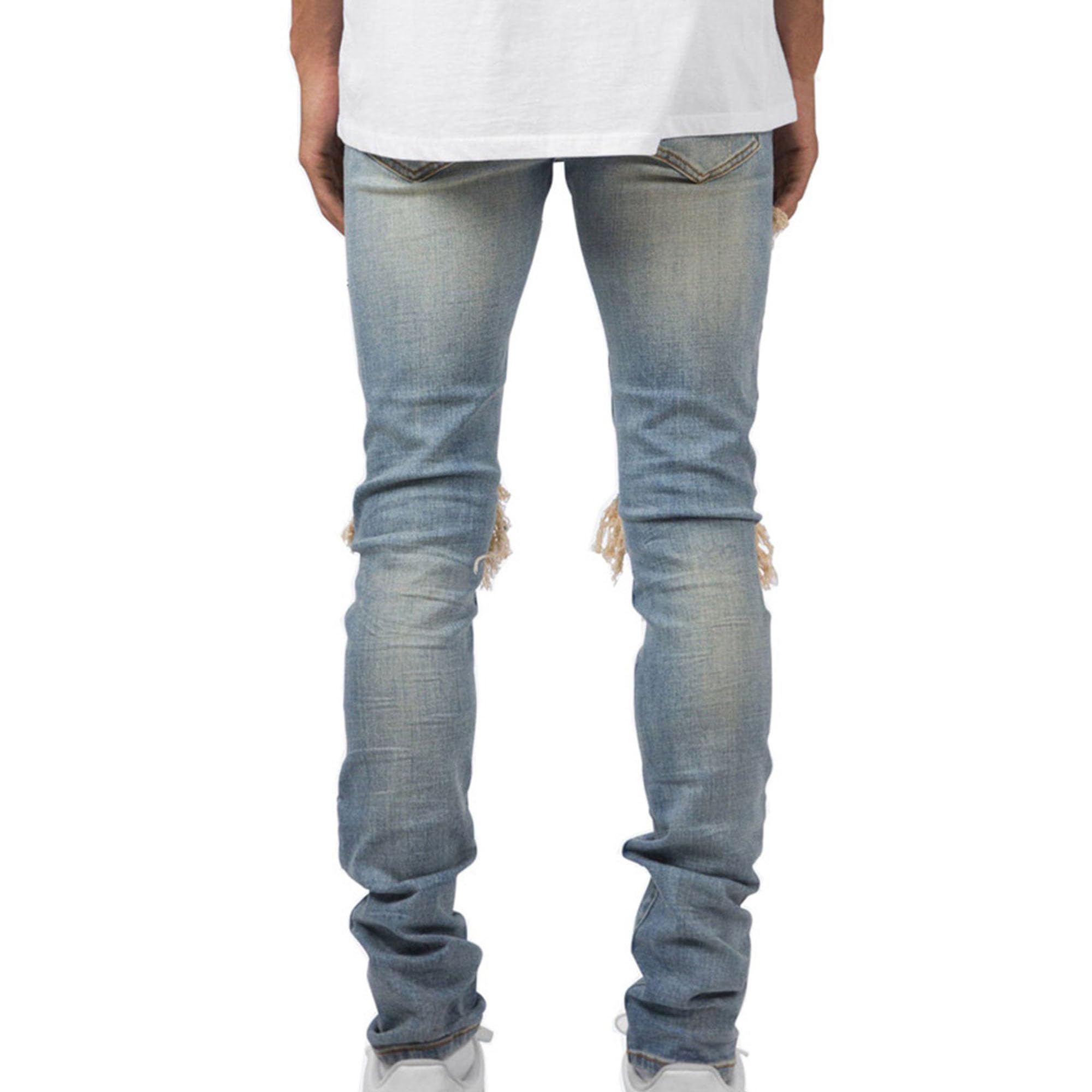 Pantaloni con zip strappati slim ragged per gli uomini skinny hip hop patch jeans casual casual jeans moda