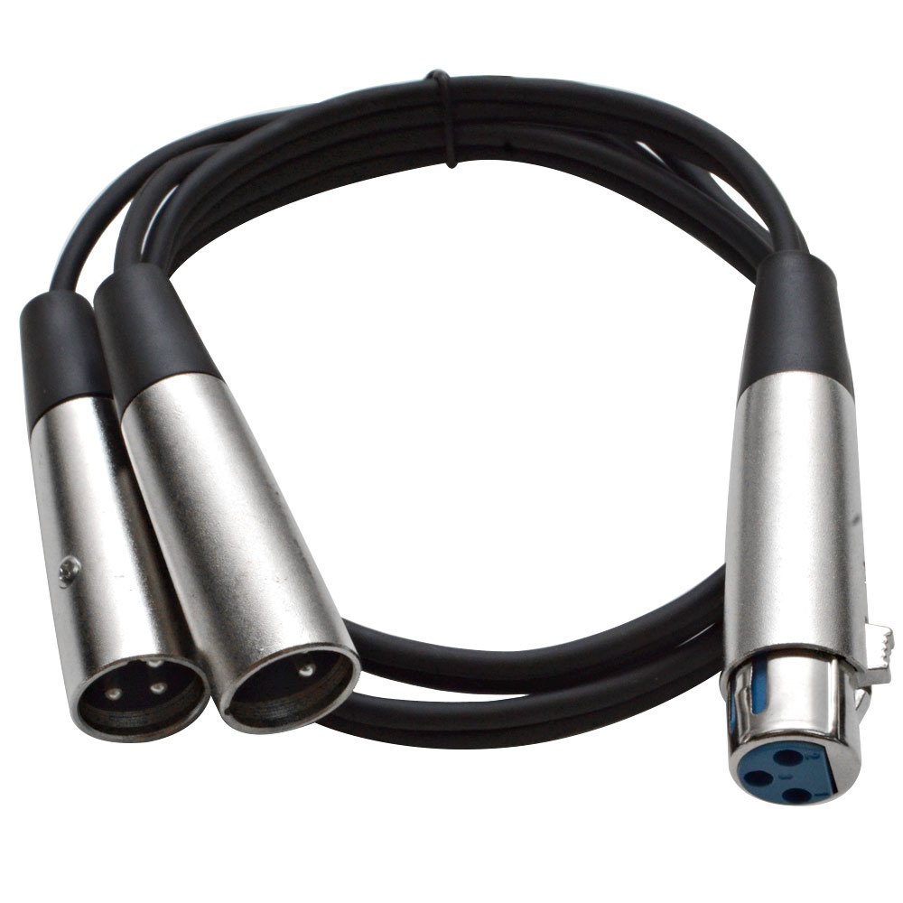 Seismic Audio - SA-Y2.3 - 3' Splitter Patch Cable - 1 XLR Female to 2 XLR Male