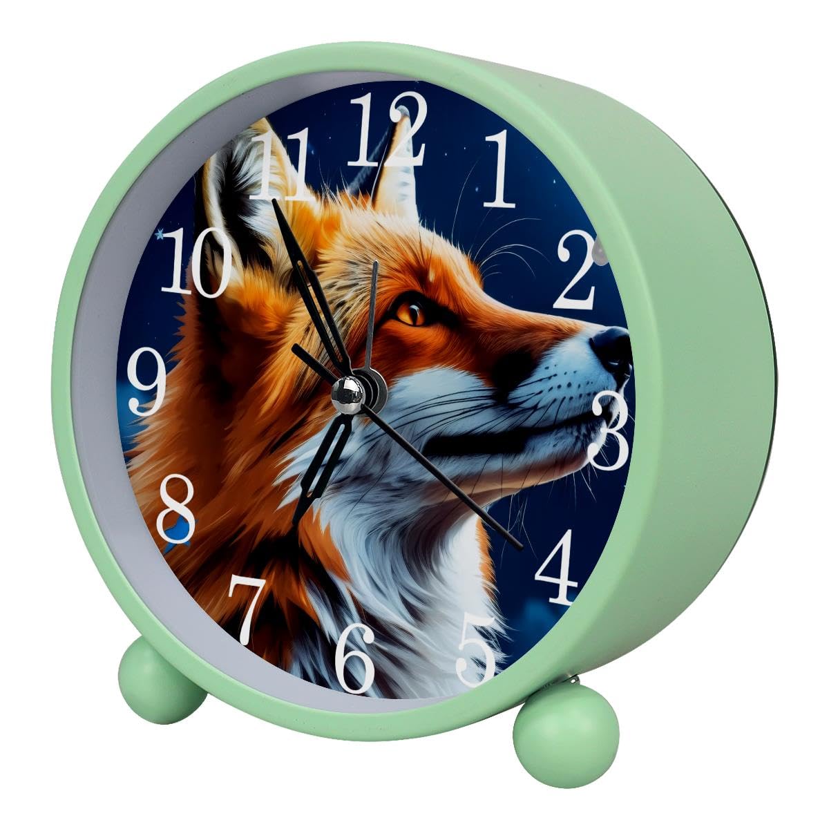 Luoweisi Alarm Clock Fox Starry Sky, Silent Non-Ticking with Night Light