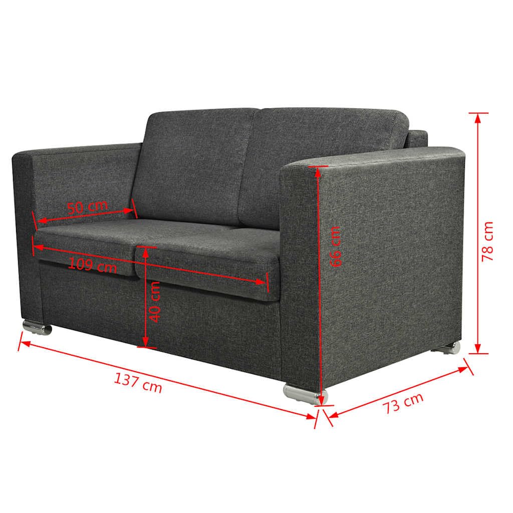 Juego de sofá de dos piezas de tela gris oscuro con sofás de 2 plazas y 3 plazas, marco de madera estable, patas cromadas, asiento ancho, fundas de almohada extraíbles, ideal para salón