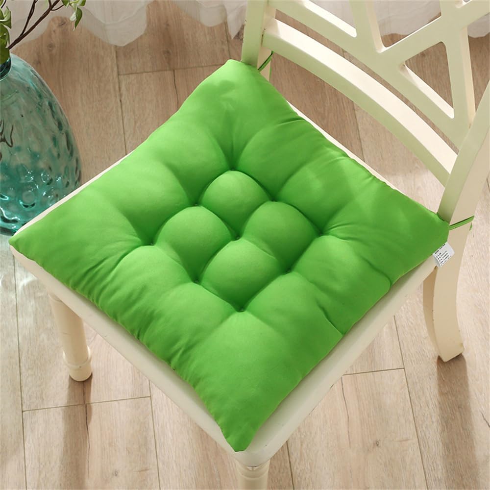 Product image of Morbuy Bonbonfarben Sitzkissen, Verdicken Sitzkissen Outdoor & Indoor, Weiches stuhlkissen mit Bändern, Sitzauflagen Gartenmöbel, Steppkissen Stuhlkissen für Esszimmer (45x45cm-2pc,Grün)