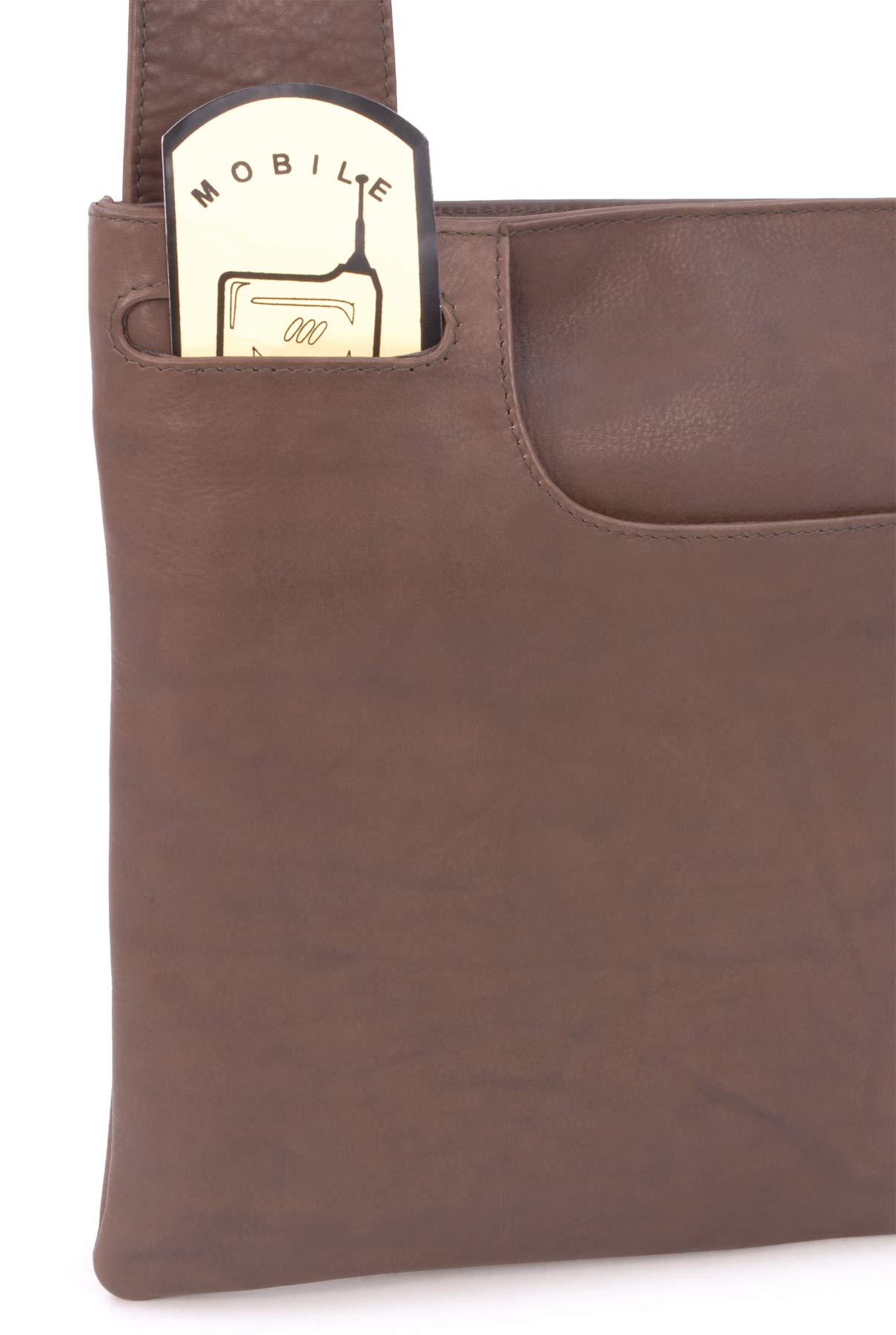 Gigi - Bolso Bandolera Pequeño de Piel Auténtica - Bolsito Cruzado para Mujer - Bolso de Mano con Correa Ajustable - Othello 2057 - Oscuro Marrón