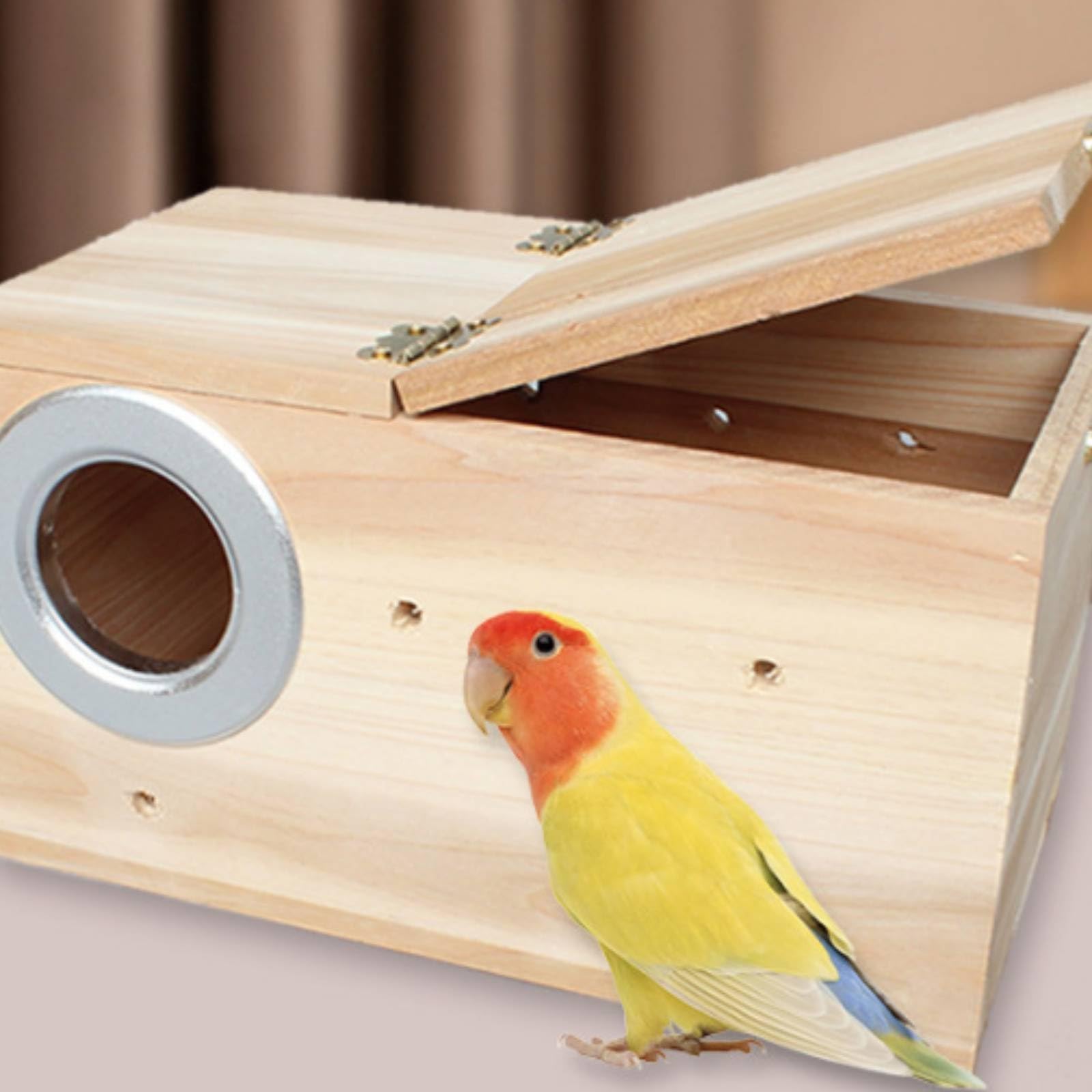 predolo Nistkasten mit klappdeckel natürlich Nistkasten mit Anflugstange atmungsaktiv Brutkasten für Vogelkäfig, Horizontal, Extra Groß Rechte Öffnung