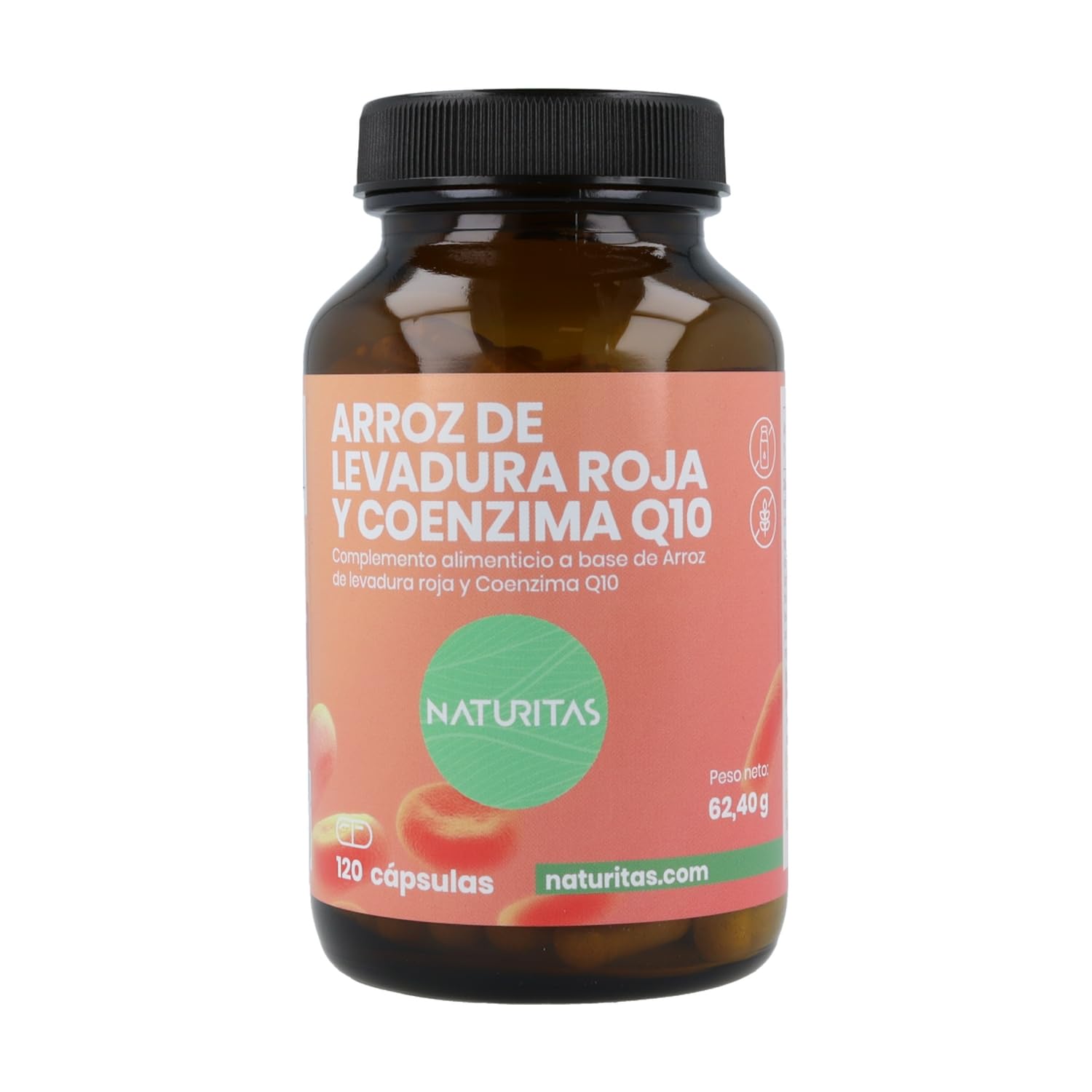 Arroz de levadura roja y coenzima Q10 | 120 cápsulas | Naturitas Essentials | Levadura roja con monacolina K + CoQ10 | Acción antioxidante celular | Antioxidantes y Coenzimas