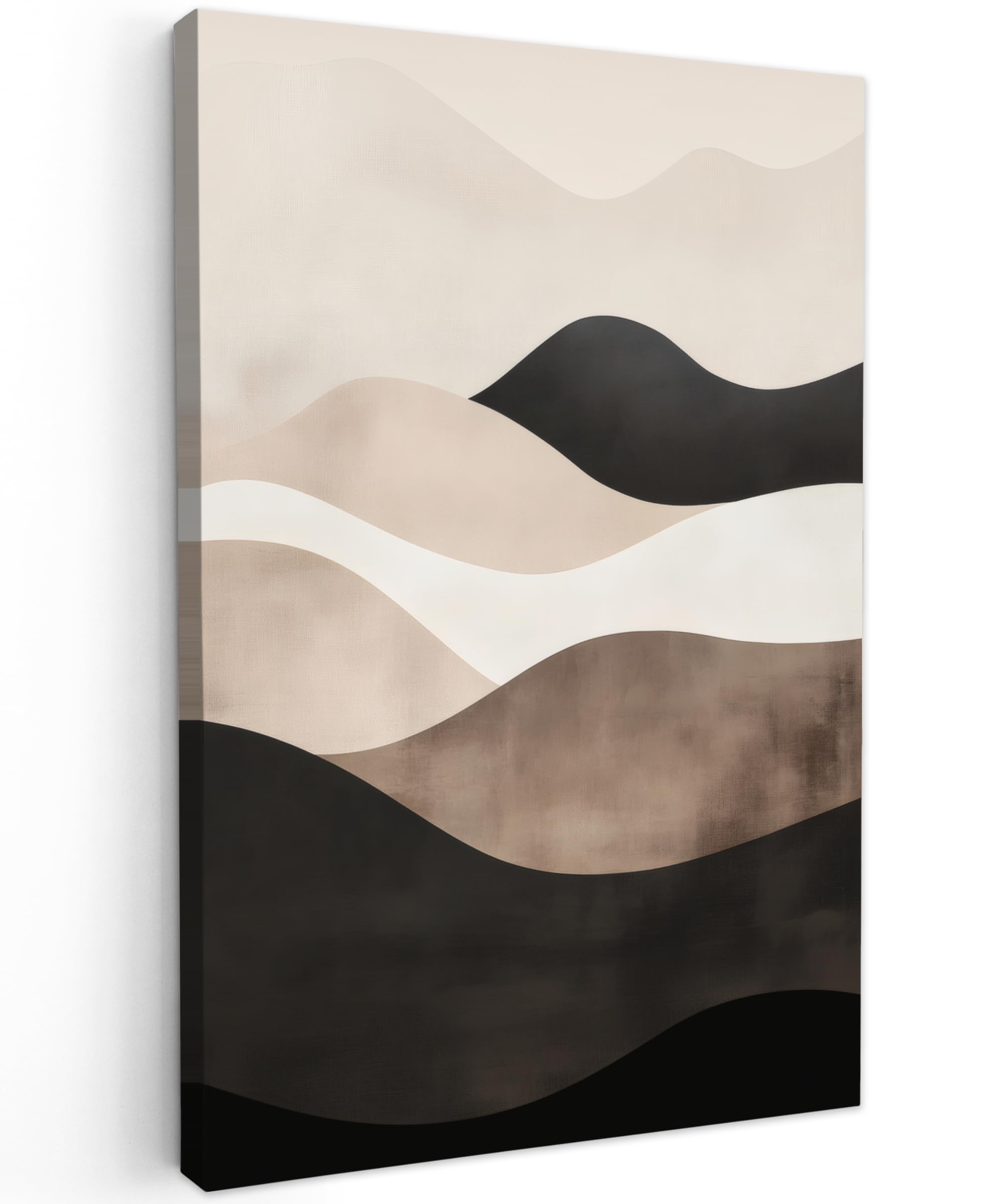 MuchoWow© Wandbilder 60x90 cm Schlafzimmer Home Deko Wohnung Bild Wohnzimmer Fotoleinwand Wand Bilder Leinwand Wall Decor Abstrakt - Landschaft - Wellen - Cremefarben