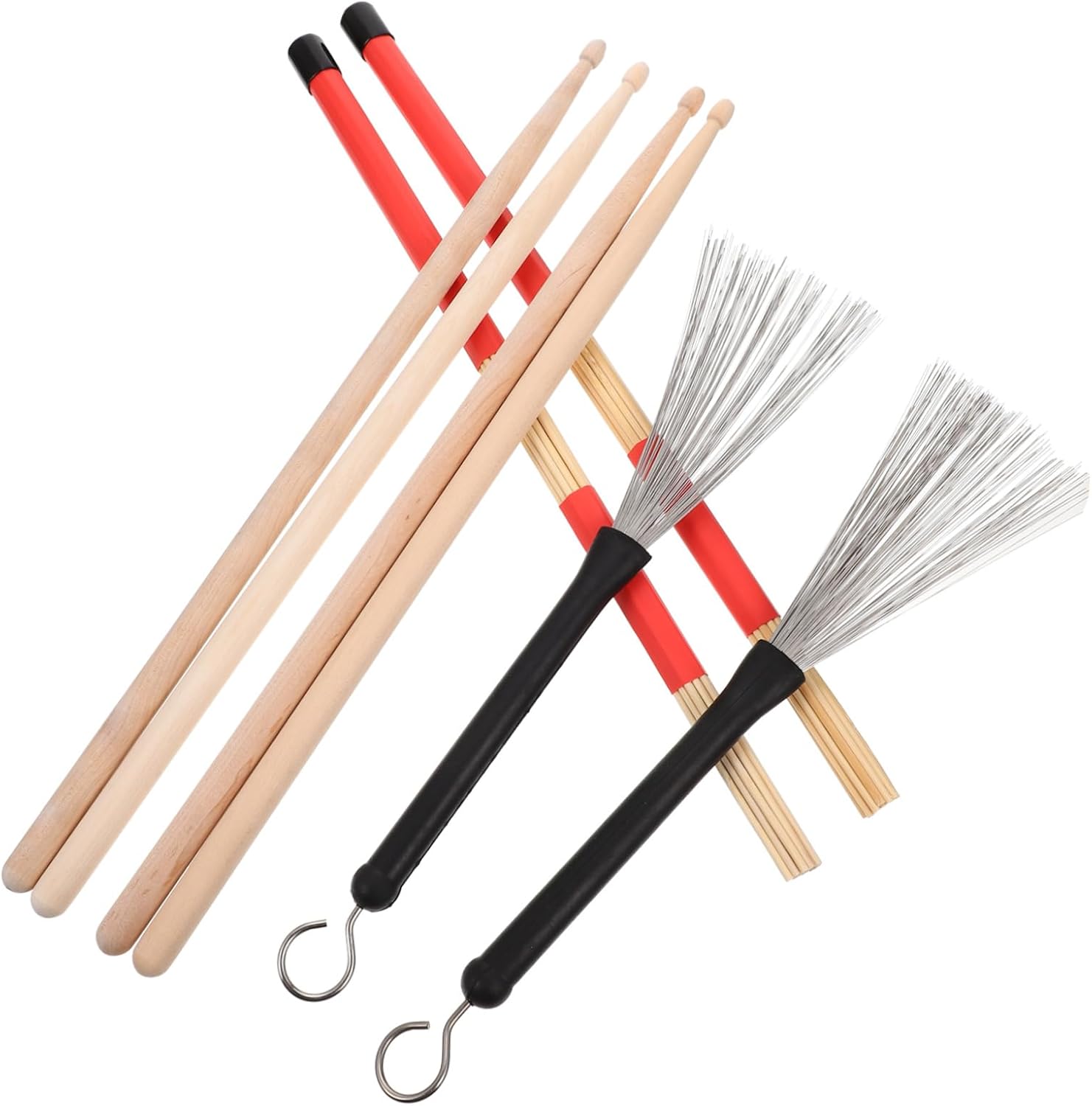 1Set Drum Brush Stick Set of Premium Drumsticks with Wire Brushes for Instrumentalists for Practice and Performances Bars and Concerts