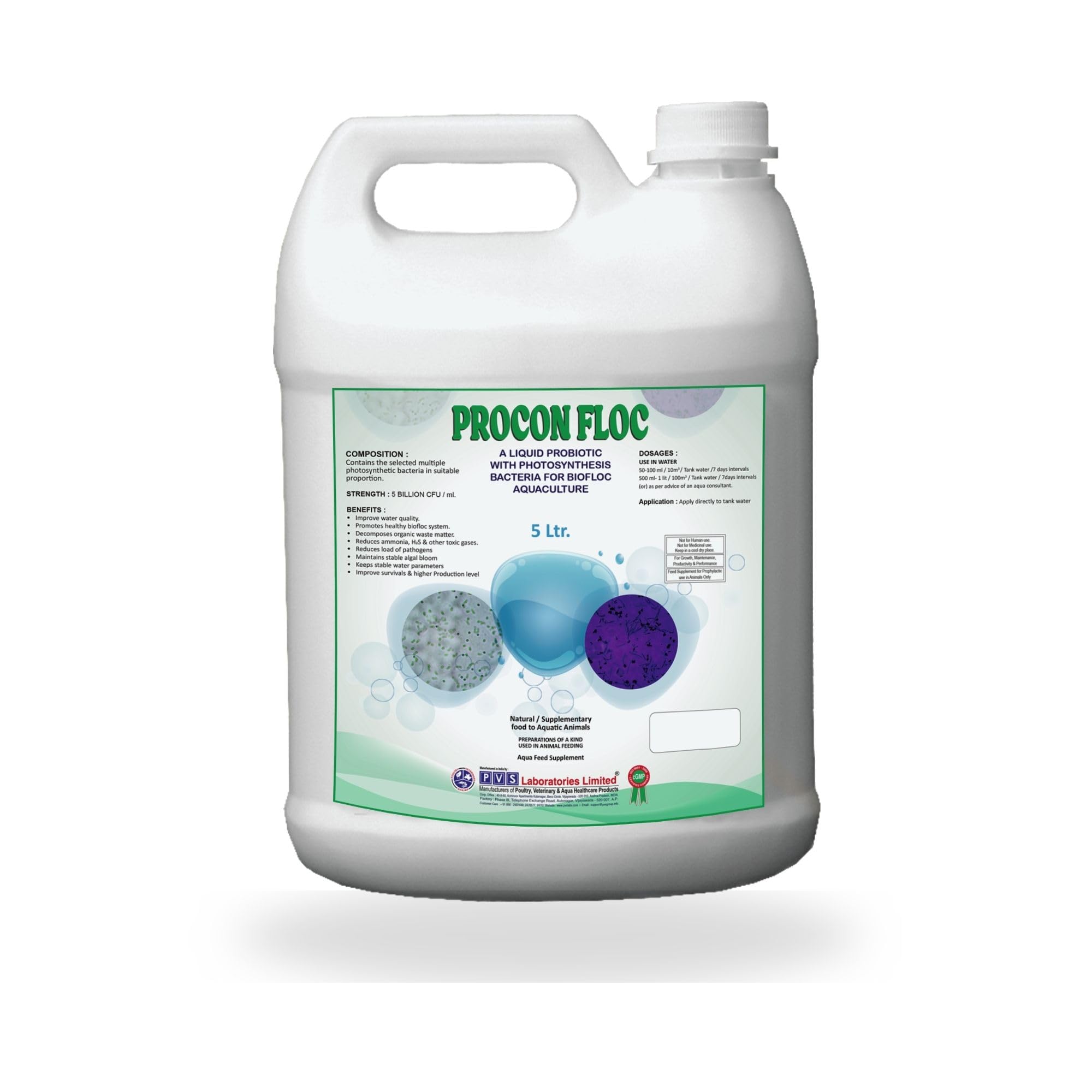 PVS LABORATORIES LIMITED Procon Floc 5lt A Liquid PROBIOTIC with Photosynthesis Bacteria for BIOFLOC AQUACULTURE (B08GCP6C7H) Amazon Price History, Amazon Price Tracker