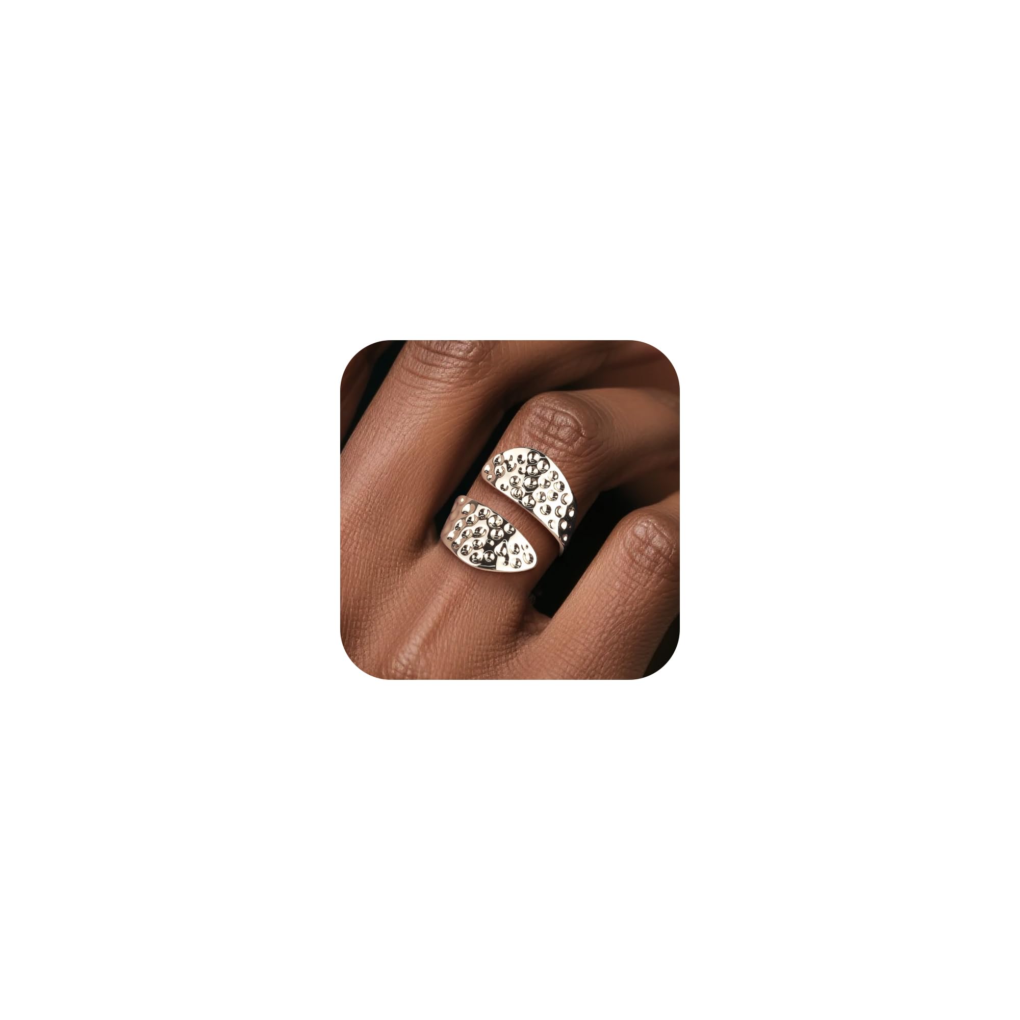 ALEXCRAFT Sterling Silber 925 Ringe für Damen, 14K Vergoldet Ring Einfacher Offen Hammer Verstellbare Ringe Glatter Kleine Wassertropfen Ring Breit Groß Daumen Finger Ringen für Damen Frauen Herren