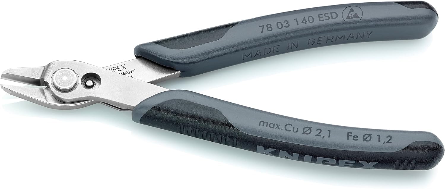 KNIPEX Electronic Super Knips XL ESD sur carte LS avec poignées multimatières 140 mm, 78 03 140 ESDSB