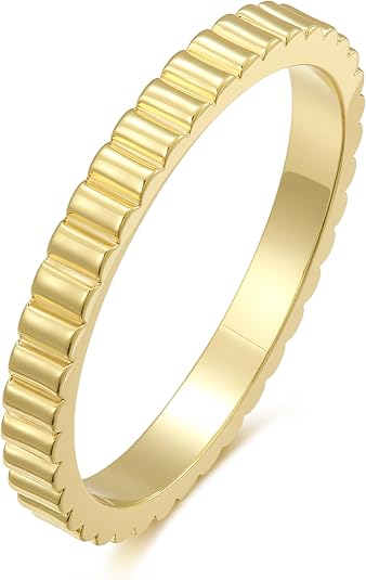 espere Ridged Wide Gold Band | Ribbed Stacking Wedding Ring | 3mm Fluted Wedding Band - How to Create Fruity Coastal Vacation Nails at Home