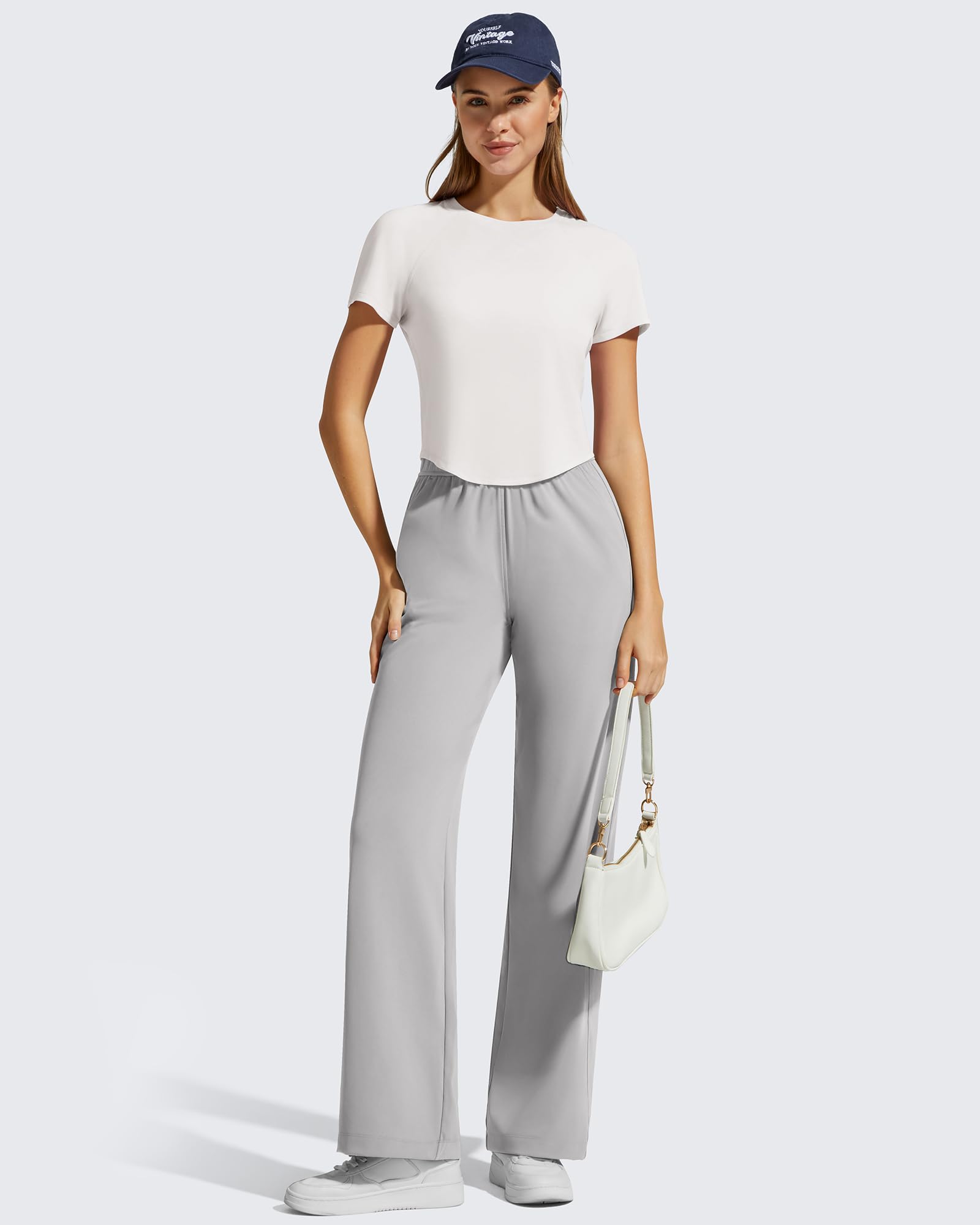 G4Free Soft Lyocell Workout Tops Women's Short Sleeve Cropped T-Shirt Relaxed Fit Crewneck Casual Tees Athletic Running — view 7