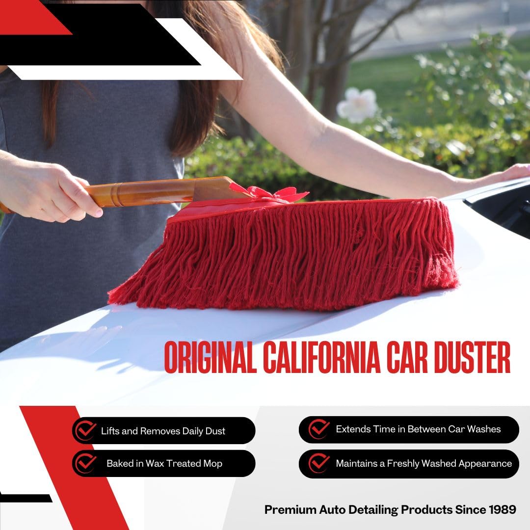 California Car Duster CCD-Original - Plumero estándar para Coche con Mango de Madera, Color Rojo